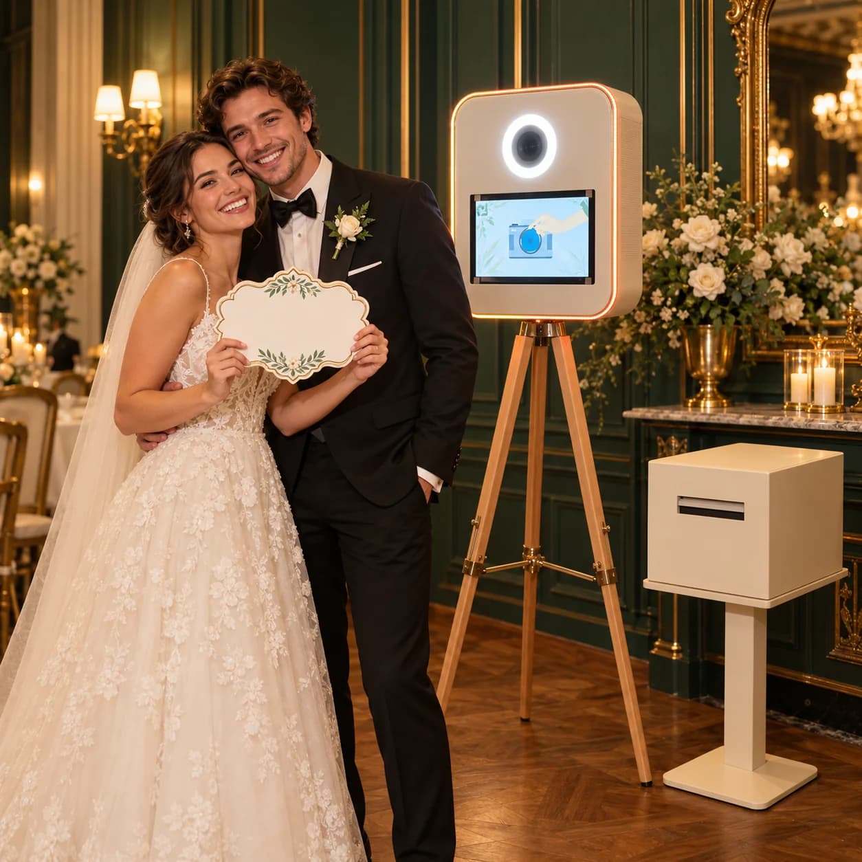 Photobooth pour un mariage dans un salon Art déco
