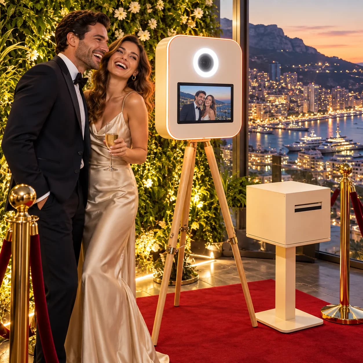 Photobooth en soirée d'entreprise sur un rooftop à Monaco
